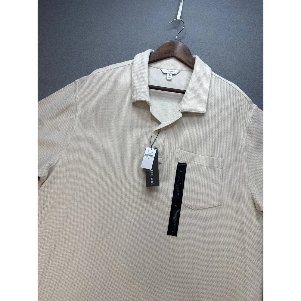 Banana Republic Summer Texture Transition Polo Shirt Regular XL Cream Cotton